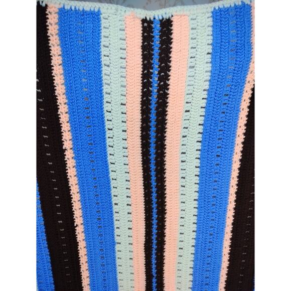 Handmade 52x39 Inches Multicolor Stripe Reversible Crochet Throw/Blanket - Picture 3 of 16